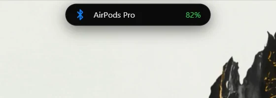 AirPods Pro connected with battery level