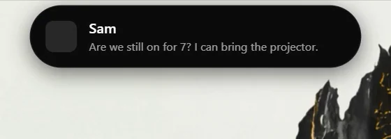 A mirrored notification from Messages